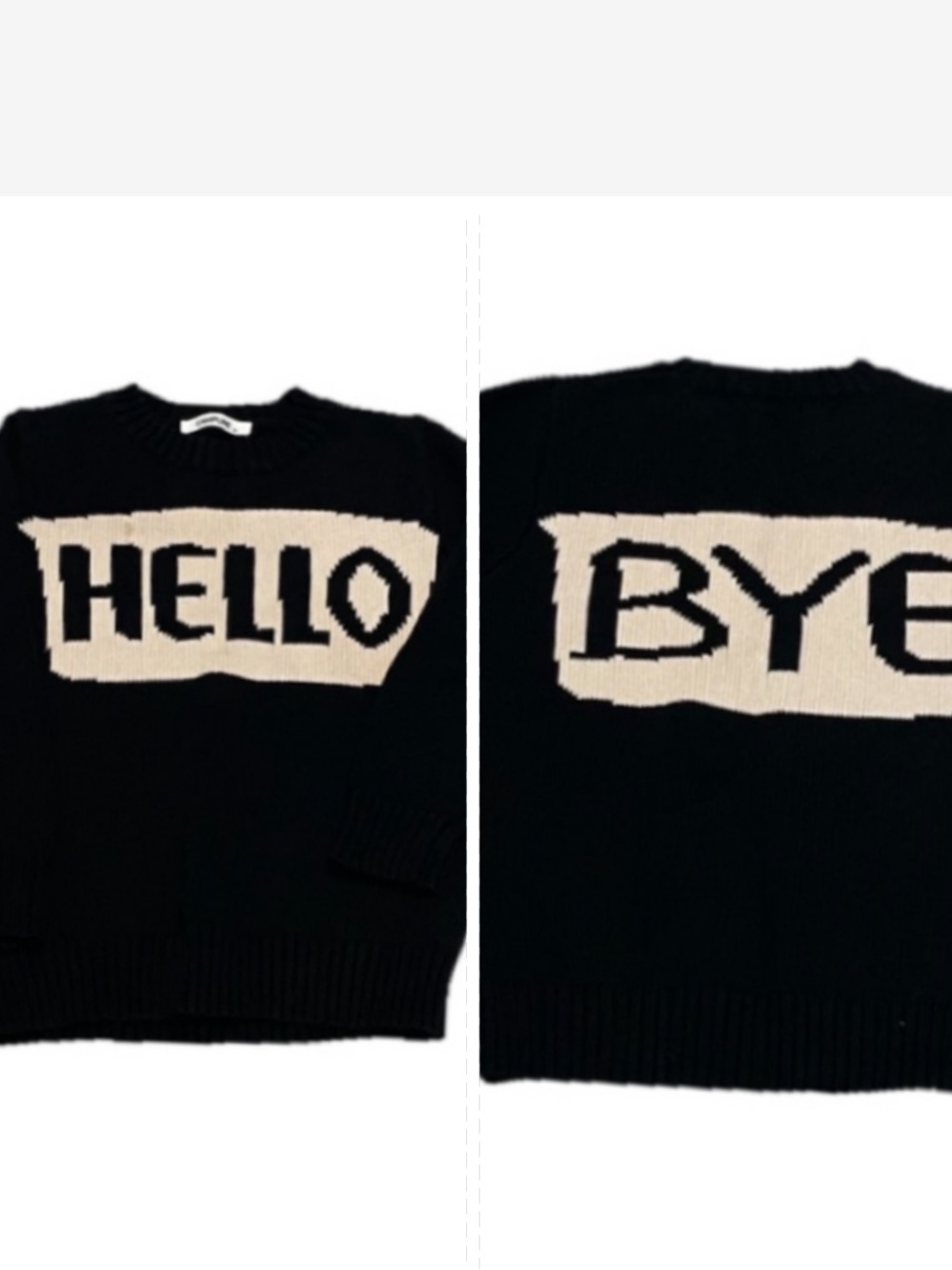 Campure Black Sweater with 'HELLO' /'BYE' Design  Size 5 Y